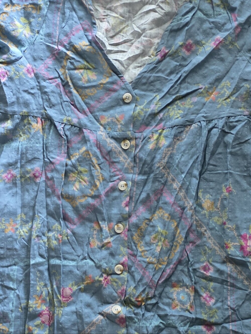 NATURAL LIFE Blue Floral Midi Button-Front Dress - Picture 6 of 6